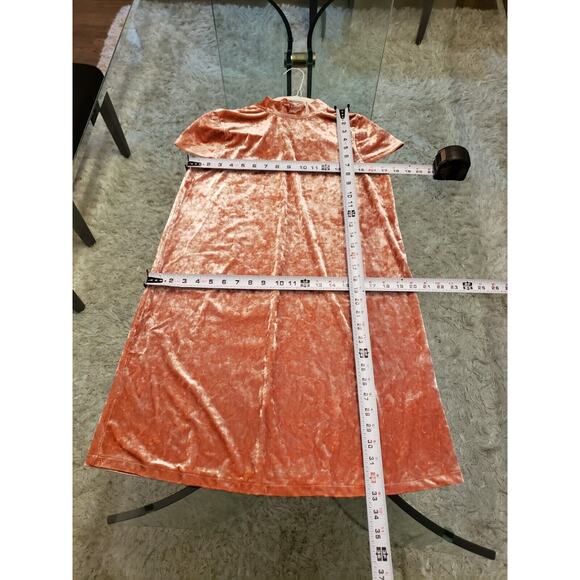 Madewell Crushed Velvet Mockneck Dress Orange Cream Size Small - Picture 7 of 12